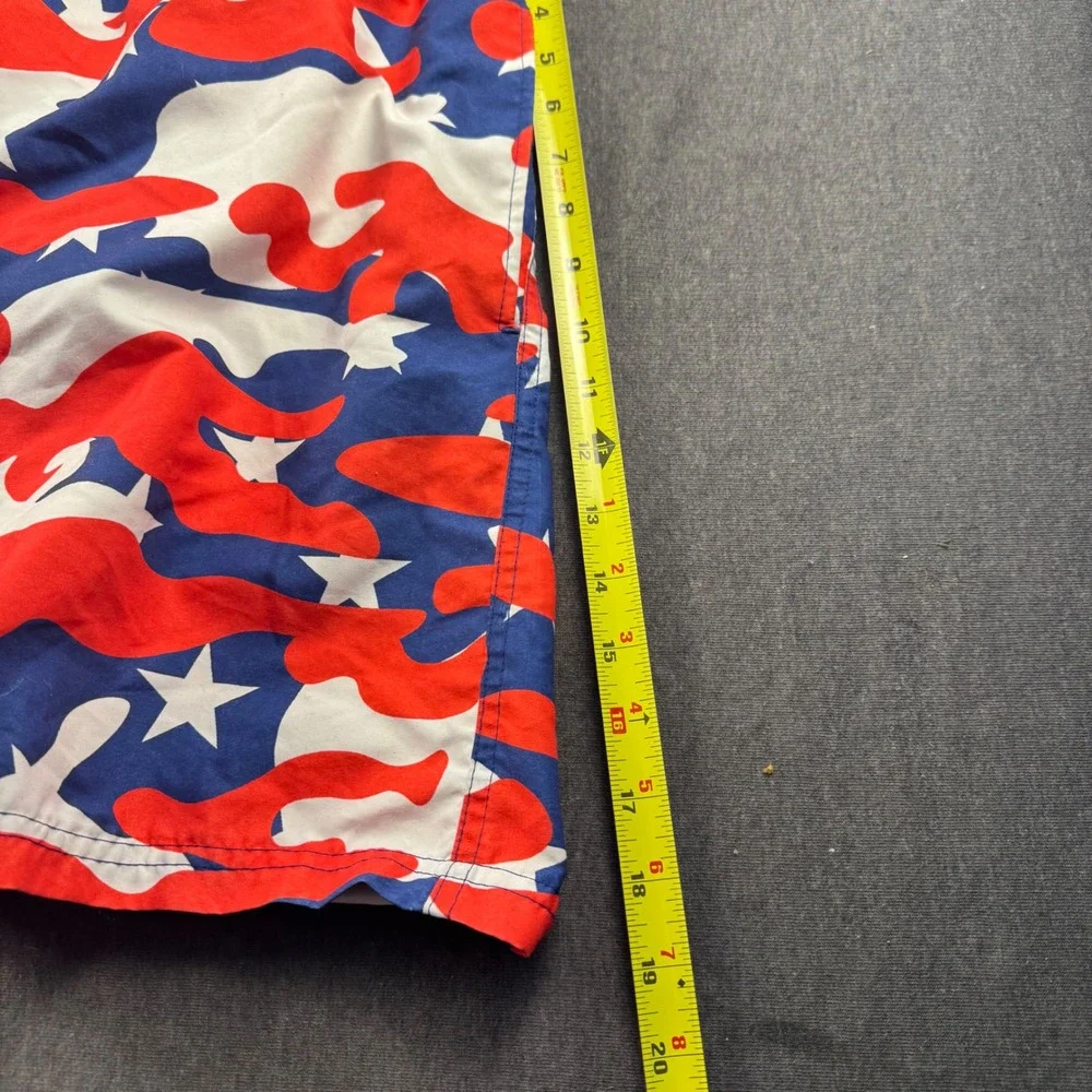 Way to Celebrate Patriotic Mens Swim Trunks 3XL Red White Blue Camo‎ Stars 48-50